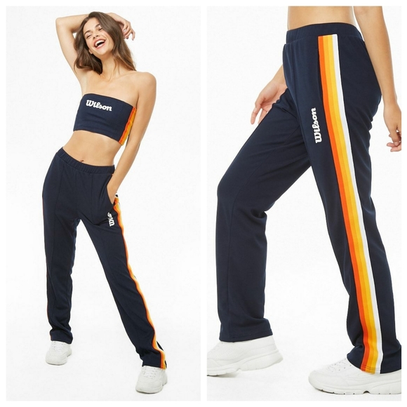 🎉3/$39 🆕️ Forever 21 Wilson Track Pants - Picture 1 of 5